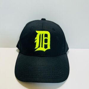 Black Detroit Tigers Cap with Neon Yellow Lettering